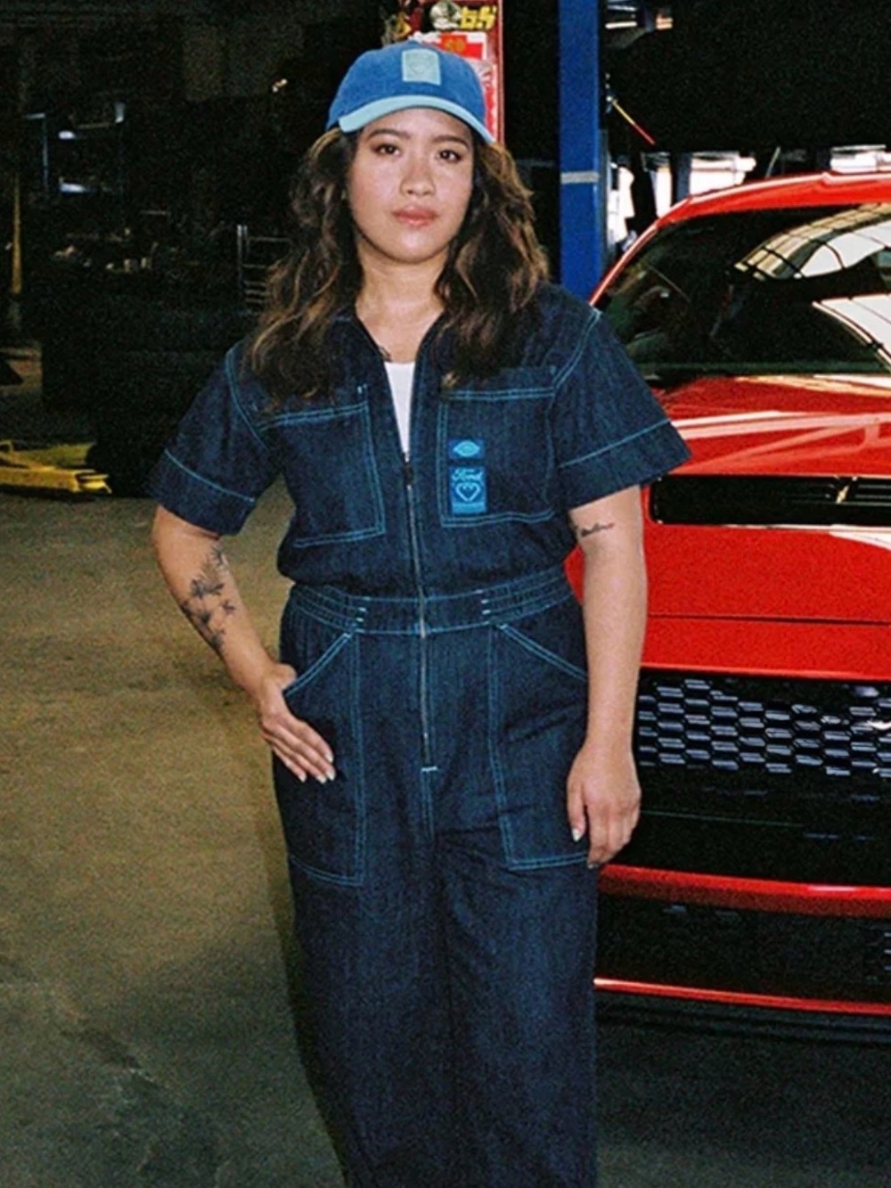 Dickies x Sydney Sweeney x Ford Dark Blue Denim Women's Zip-Front Overalls